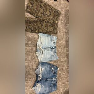 Trendy Denim and Camo Shorts Set..